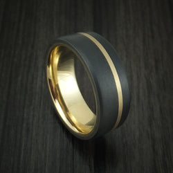 Black Titanium and 14K Yellow Gold Band Custom Made Ring