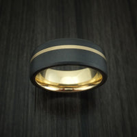 Black Titanium and 14K Yellow Gold Band Custom Made Ring