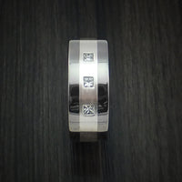 Titanium Ring with Silver Inlay and Princess Cut Diamonds Custom Made Wedding Band