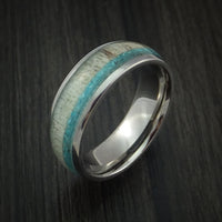 Titanium and Antler Ring with Turquoise Custom Made Ring