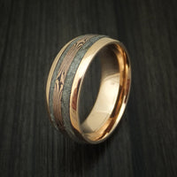 18k Rose Gold and Gibeon Meteorite Ring with Rose Gold Mokume Shakudo Inlay Custom Made Band