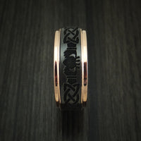 14K Rose Gold and Black Zirconium Celtic Claddagh Band Custom Made Ring