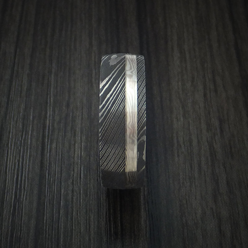 Damascus Steel and Palladium Mokume Gane Ring with Anodized Titanium Sleeve Custom Made