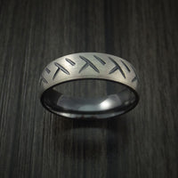 Black Zirconium Cycle Tire Tread Textured Carved Ring