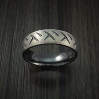 Black Titanium Cycle Tire Tread Textured Carved Ring