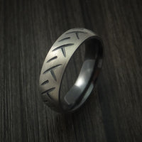 Black Titanium Cycle Tire Tread Textured Carved Ring