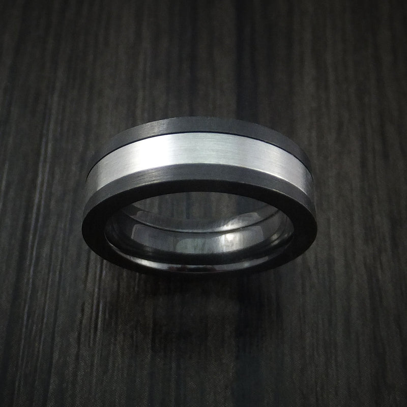 Black Titanium and Cobalt Chrome Ring Custom Made Wedding Band