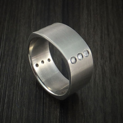 Titanium Square Ring with 12 Diamonds Custom Made Band