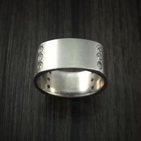 Titanium Square Ring with 12 Diamonds Custom Made Band