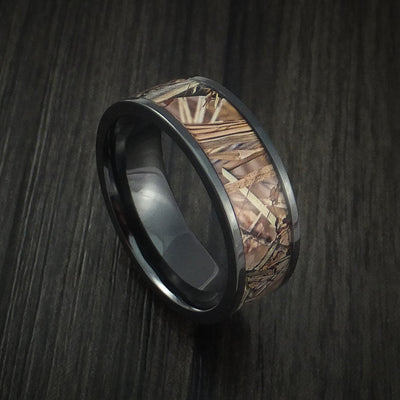 King's Camo FIELD SHADOW and Black Titanium Ring Traditional Style Band Made Custom