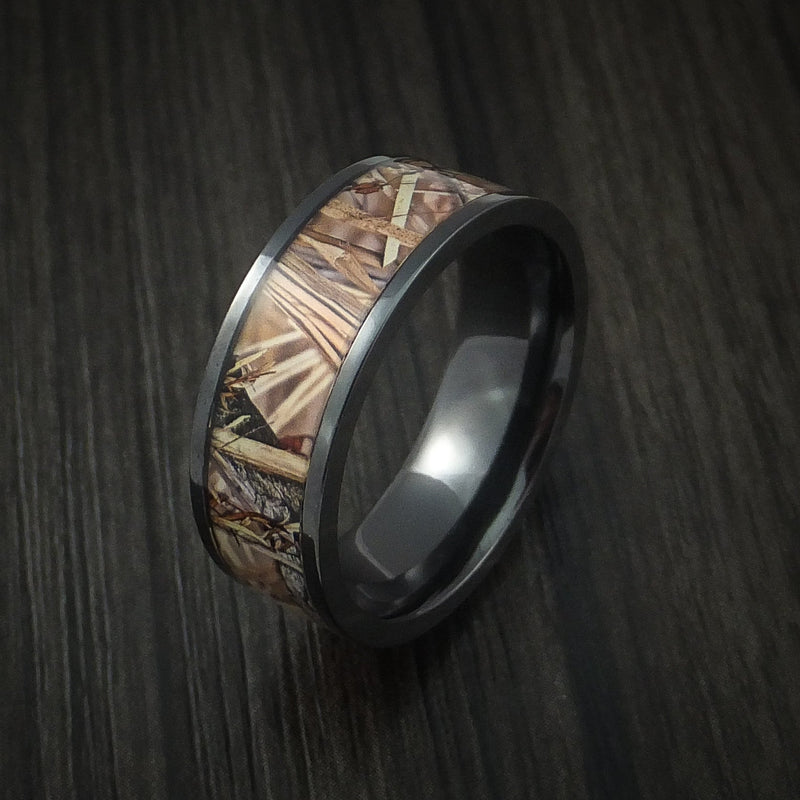 King's Camo FIELD SHADOW and Black Titanium Ring Traditional Style Band Made Custom