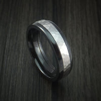 Black Zirconium and Hammered Cobalt Chrome Ring Custom Made Wedding Band
