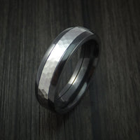 Black Titanium and Hammered Cobalt Chrome Ring Custom Made Wedding Band