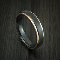 Black Zirconium Ring with 14K Rose Gold Edges Custom Made Band