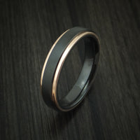 Black Zirconium Ring with 14K Rose Gold Edges Custom Made Band