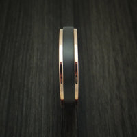 Black Titanium Ring with 14K Rose Gold Edges Custom Made Band