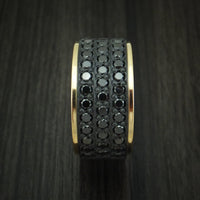 Black Titanium Ring with 18K Yellow Gold and 44 Beautiful Black Diamonds Custom Made Band