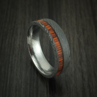 Damascus Steel Ring Inlaid With COCOBOLO Custom Made Band