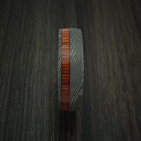 Damascus Steel Ring Inlaid With COCOBOLO Custom Made Band