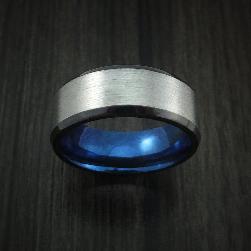 Black Titanium Ring Traditional Style Band with Anodized Interior