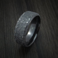 Black Titanium Ring Traditional Style Band Hammered and Distressed Finish Custom Made