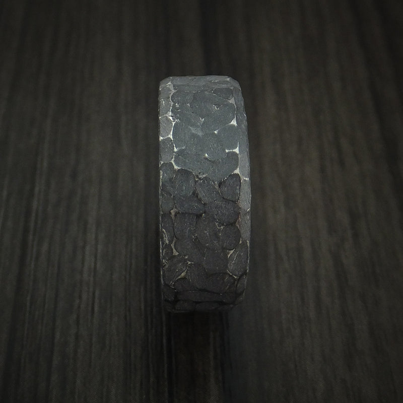 Black Zirconium Ring Traditional Style Band Hammered and Distressed Finish Custom Made
