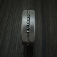 Tantalum Band with Satin Finish and Black Diamonds Custom Made Ring by Benchmark