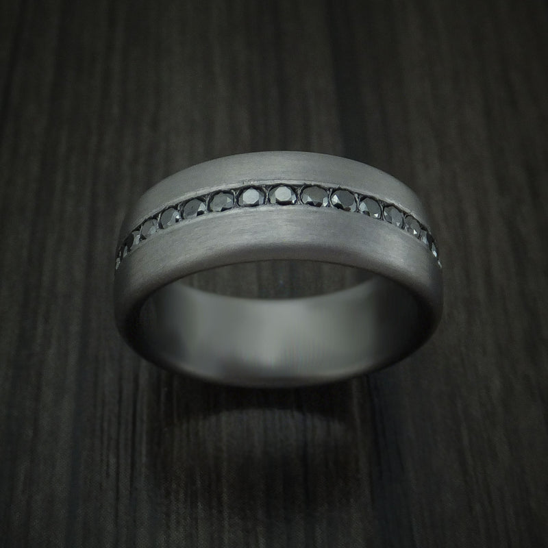 Tantalum Band with Satin Finish and Black Diamonds Custom Made Ring by Benchmark