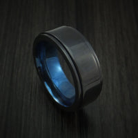 Black Titanium Spinner Men's Ring with Anodized Interior Custom Made Band
