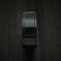 Black Titanium Spinner Men's Ring with Anodized Interior Custom Made Band