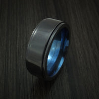 Black Titanium Spinner Men's Ring with Anodized Interior Custom Made Band