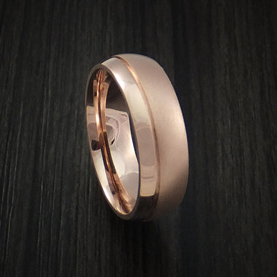 14K Rose Gold Classic Style Band with Two-Tone Finish Custom Made Ring