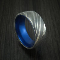 Damascus Steel Ring with Anodized Sleeve Custom Made