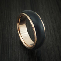 14K Rose Gold Ring With Carbon Fiber Custom Made Band