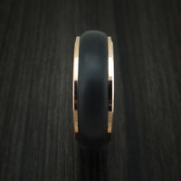 14K Rose Gold Ring With Carbon Fiber Custom Made Band