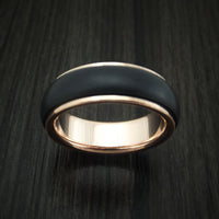 14K Rose Gold Ring With Carbon Fiber Custom Made Band