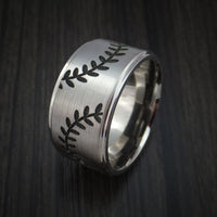 Cobalt Chrome Wide Dual Stitch Baseball Ring Custom Made Band