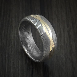 Damascus Steel 14K Yellow Gold Celtic Knot Ring Infinity Design Wedding Band