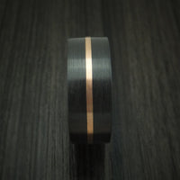 Black Titanium Ring with Gold Inlay and Side Braids Custom Made Band