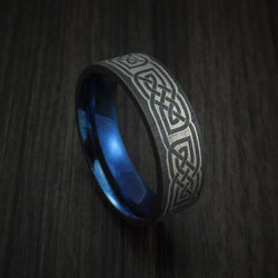 Black Titanium Celtic Knot Men's Ring with Anodized Sleeve Custom Made Band