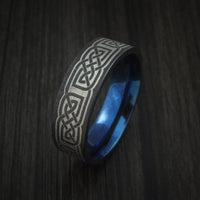 Black Titanium Celtic Knot Men's Ring with Anodized Sleeve Custom Made Band