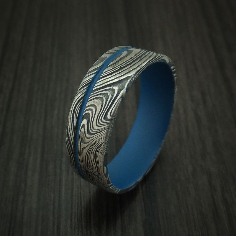 Marble Kuro Damascus Steel and Cerakote Ring Custom Made