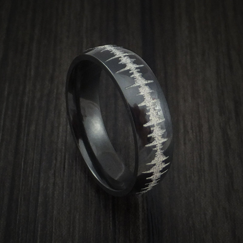 Black Titanium Custom Sound Wave Men's Ring