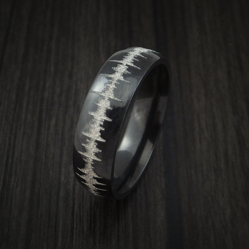 Black Titanium Custom Sound Wave Men's Ring