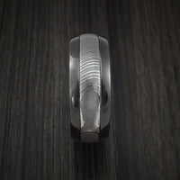 Black Zirconium and Damascus Steel Band with Anodized Interior Custom Made Ring