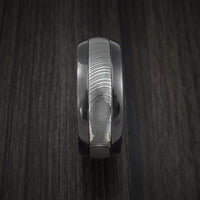Black Titanium and Damascus Steel Band with Anodized Interior Custom Made Ring