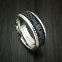 14K Gold And Black Zirconium Celtic Claddagh Band Custom Made Ring