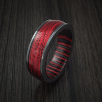 Black Titanium and Wire Ring with Applejack Wood Sleeve Custom Made