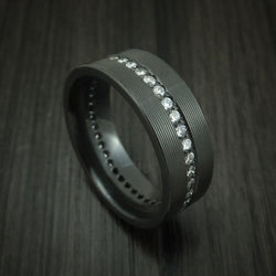 Black Zirconium And Diamonds Eternity Ring Custom Made Band