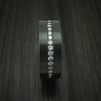 Black Zirconium And Diamonds Eternity Ring Custom Made Band